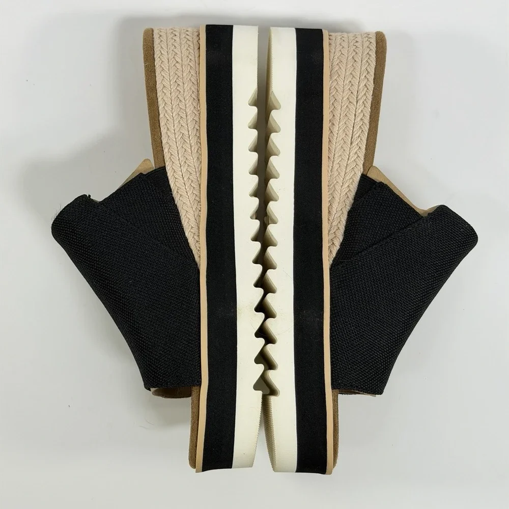 TOMS Size-8 Womens Diana Mule Platform Wedge Espadrille Black Casual Sandals